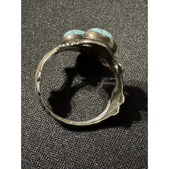 Beau Sterling by Pass Turquoise Ring Size 8 Signed - Picture 3 of 3